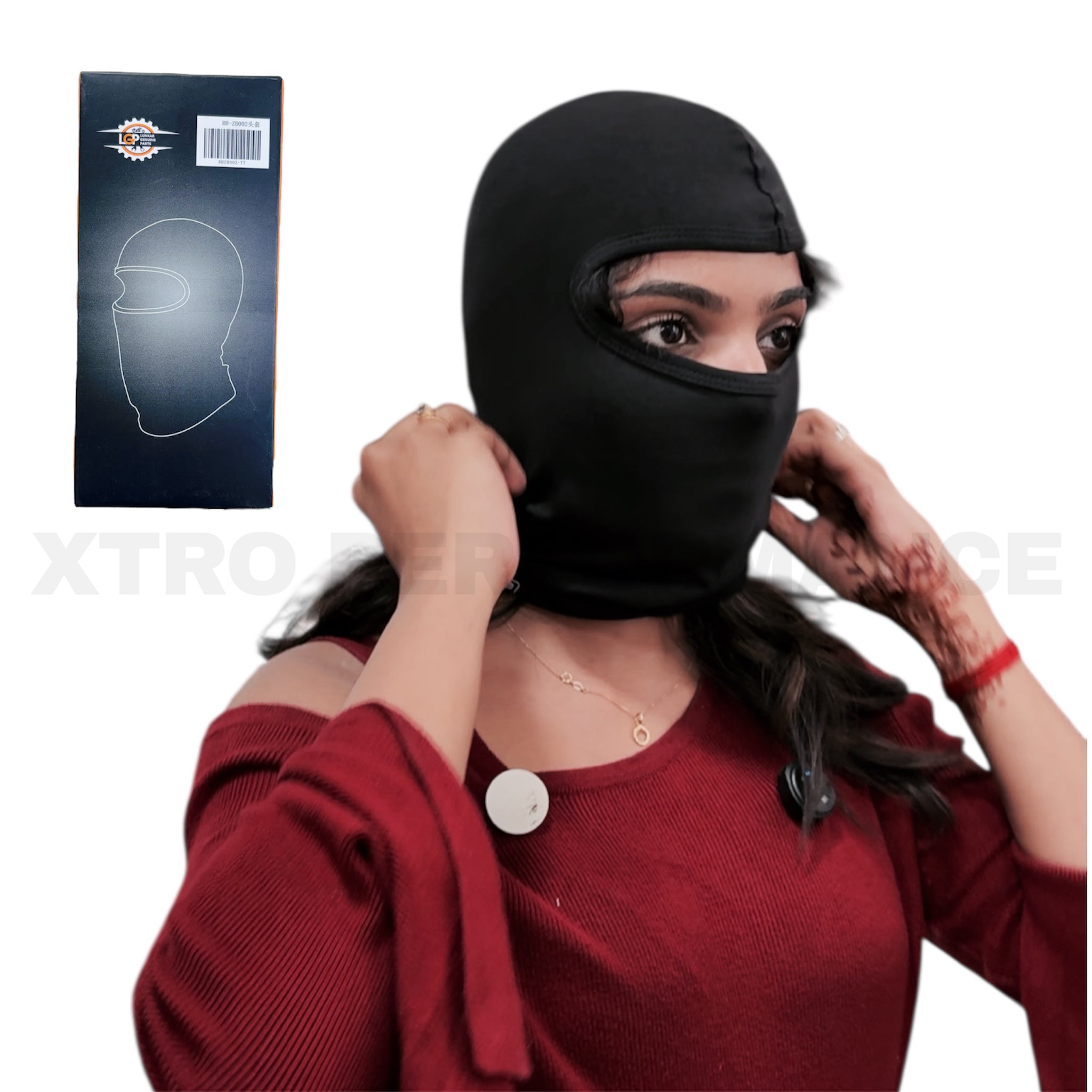 LGP BALACLAVA FACE MASK 4 WAY STRETCH QUICK DRY SWEAT ABSORBING HELMET LINER, FULL FACE COVER PROTECTION BLACK